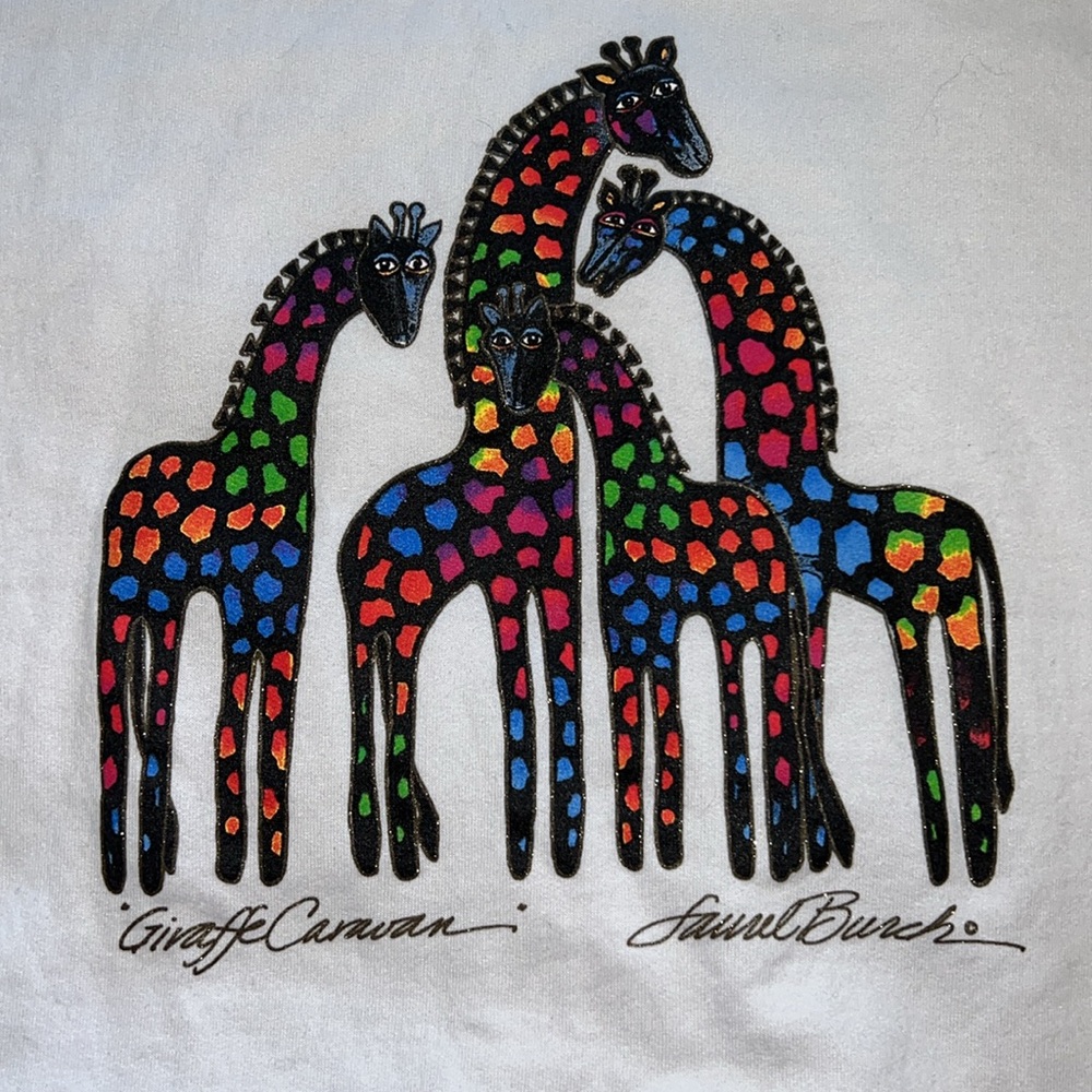 Vintage Y2K Laurel Burch Giraffe Caravan Celebrations sweatshirt